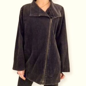 EILEEN FISHER Organic Wide Corduroy Chocolate Brown Oversized Zip Jacket Size M
